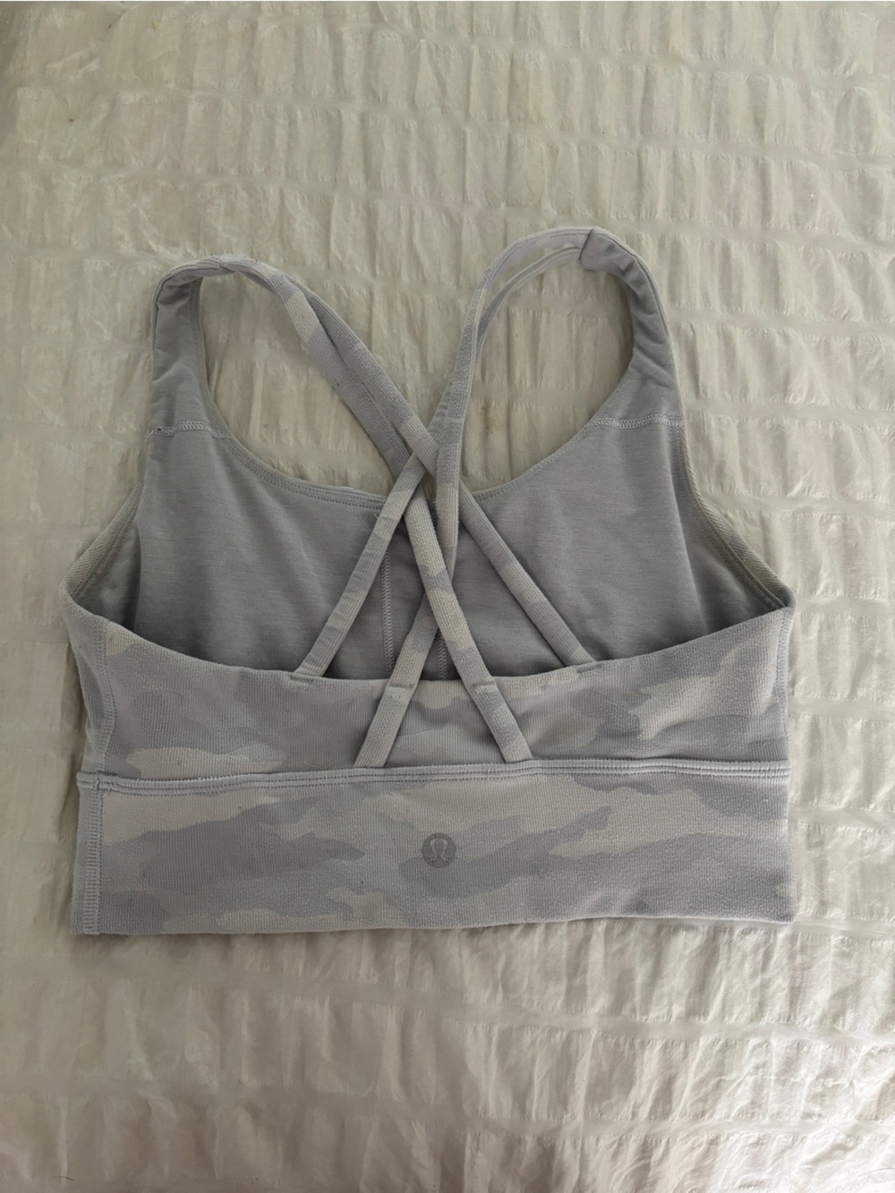 lululemon athletica Light Gray Camo Strappy Sports Bra - Pale Gray